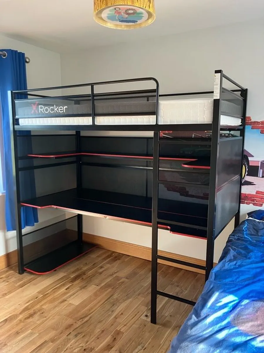 X Rocker high sleeper bed & gaming desk - Image 1