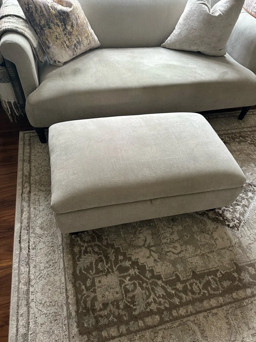Beige Fabric Sofa armchair and Footstool - Image 2