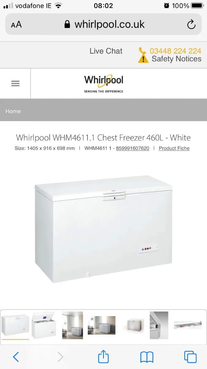 Whirlpool WHM4611.1 Chest Freezer 460L White