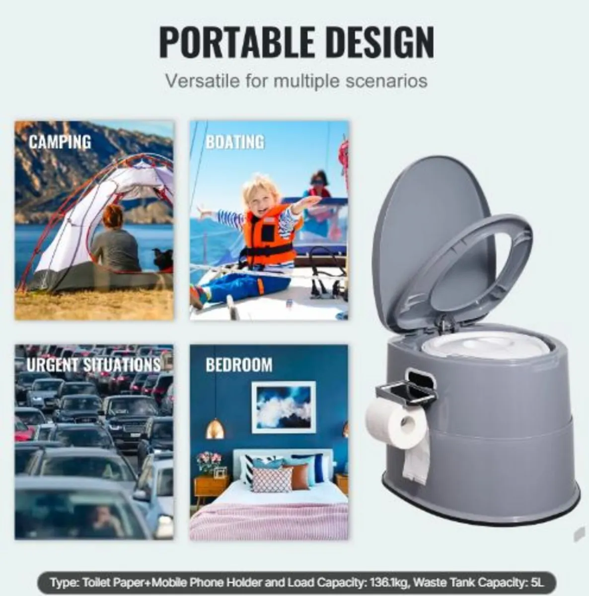 Portable Toilet for Camping, Porta Potty with 1.3 - Image 4