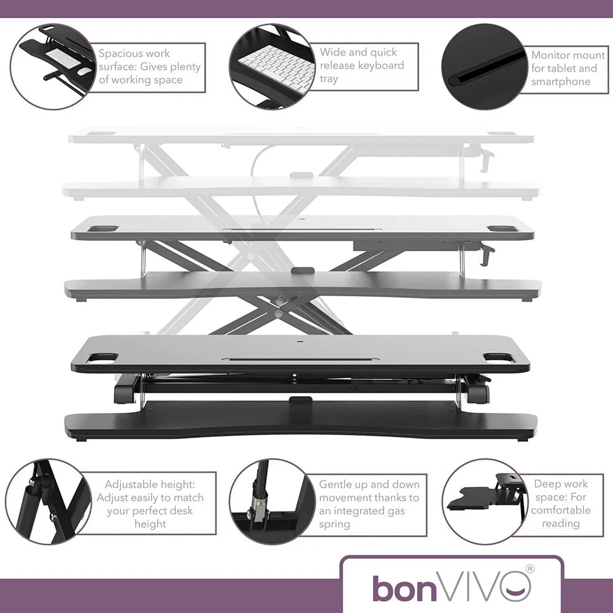 Standing Desk Converter Height Adjustable Riser - Image 4