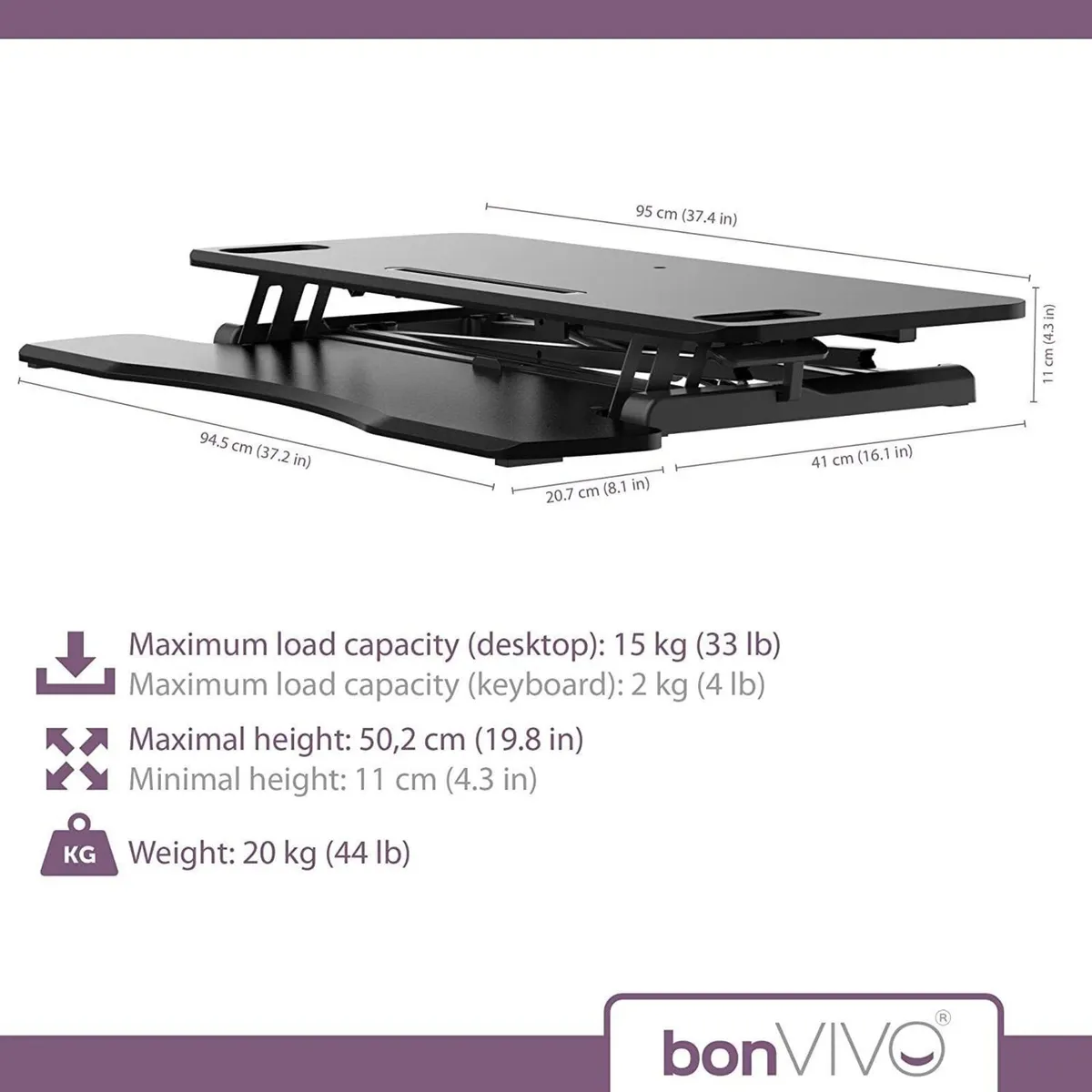 Standing Desk Converter Height Adjustable Riser - Image 2