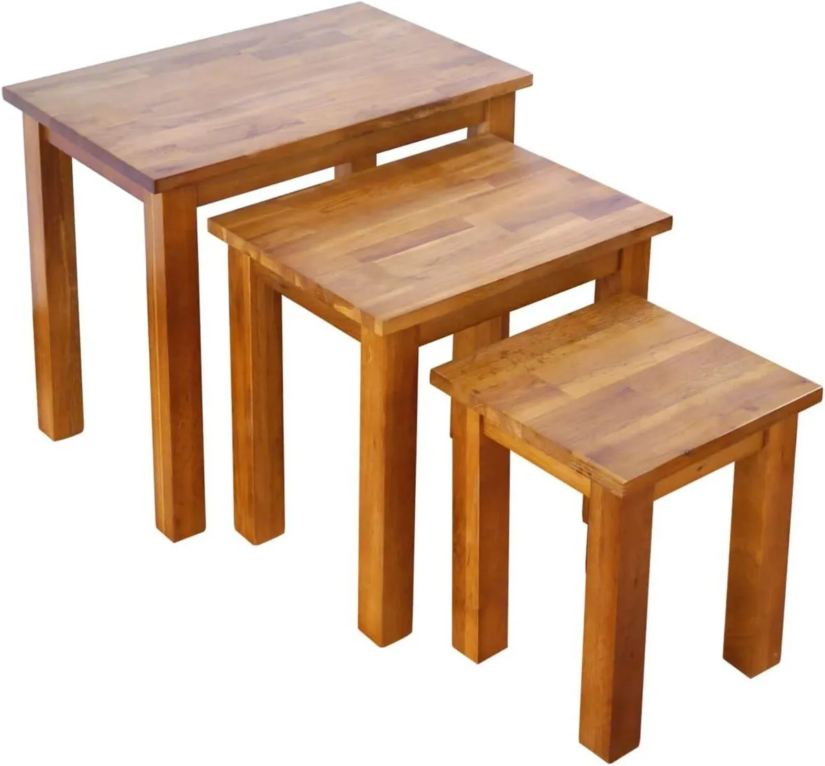Nest of Tables Oak Solid Nesting 3 Coffee - Image 4