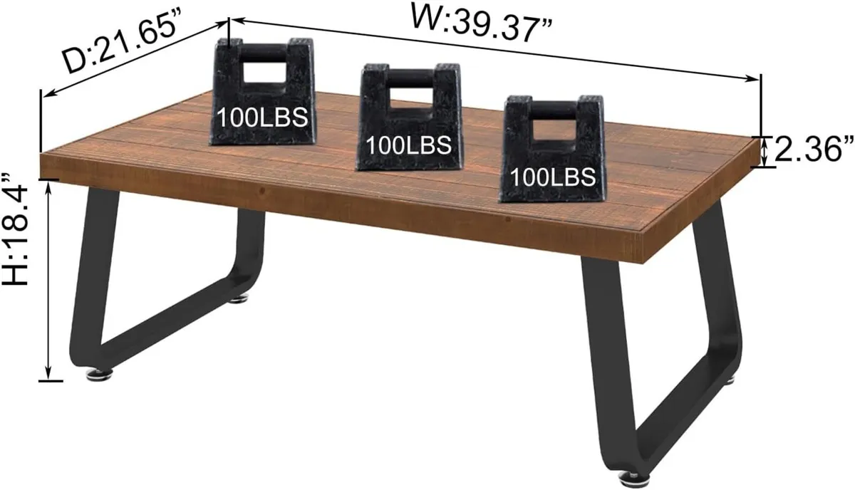 Natural Wood Coffee Table Rustic Solid Centre - Image 2