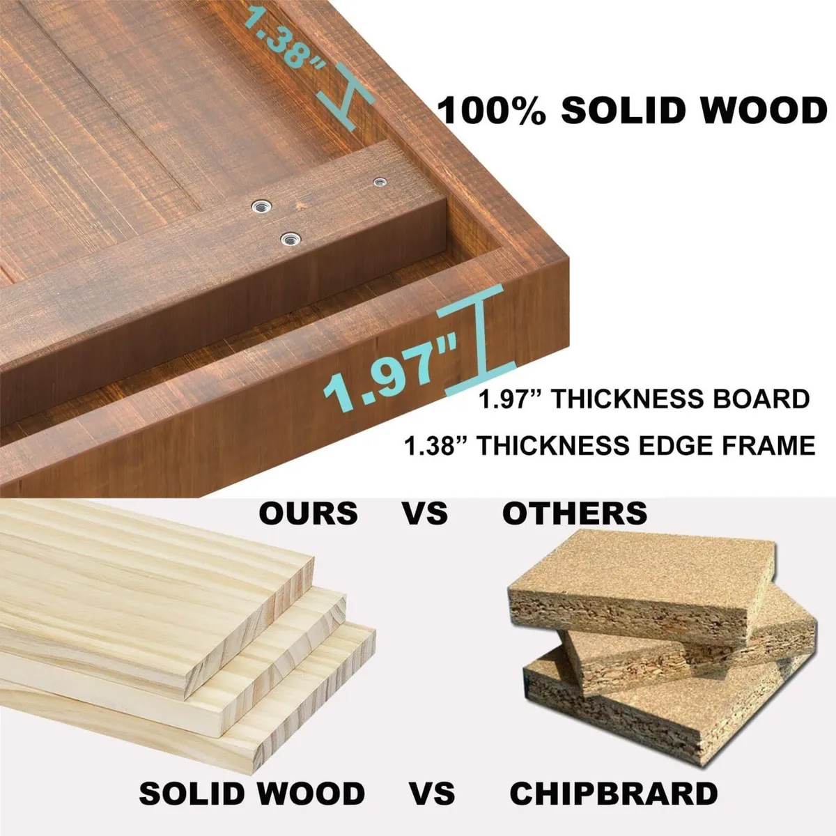 Natural Wood Coffee Table Rustic Solid Centre - Image 3