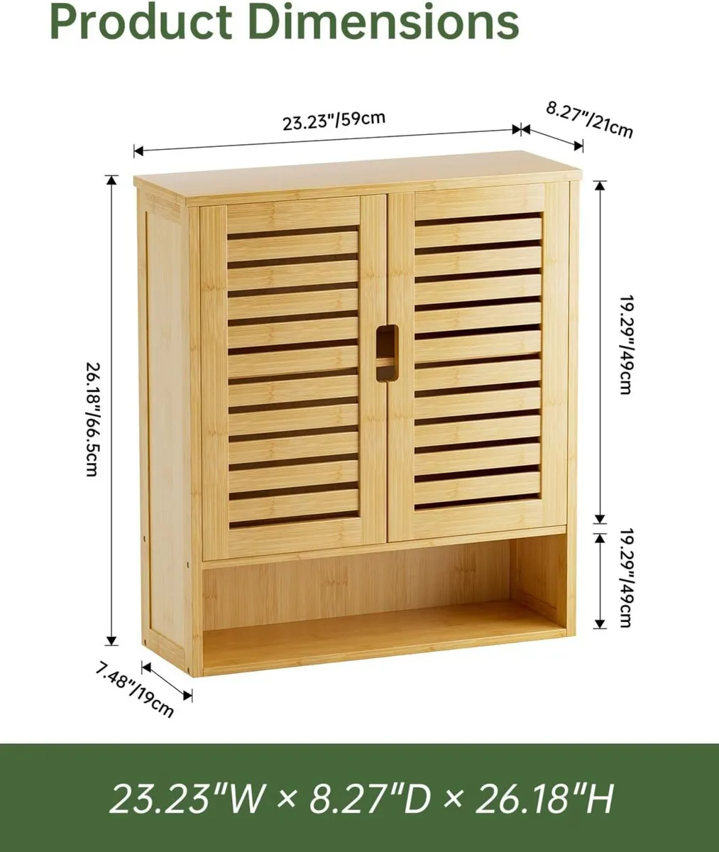 Bathroom Cabinet Wall Mounted Bamboo - Image 3