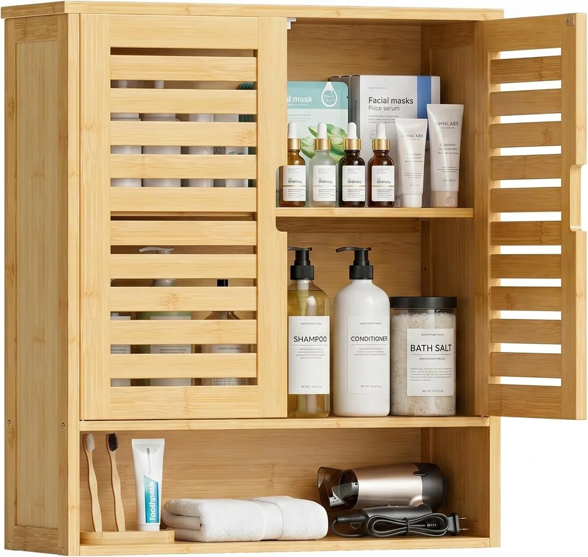 Bathroom Cabinet Wall Mounted Bamboo - Image 1