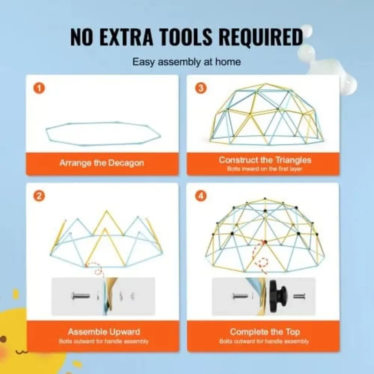 Climbing Dome, 10FT Geometric Dome Climber with Ha - Image 4