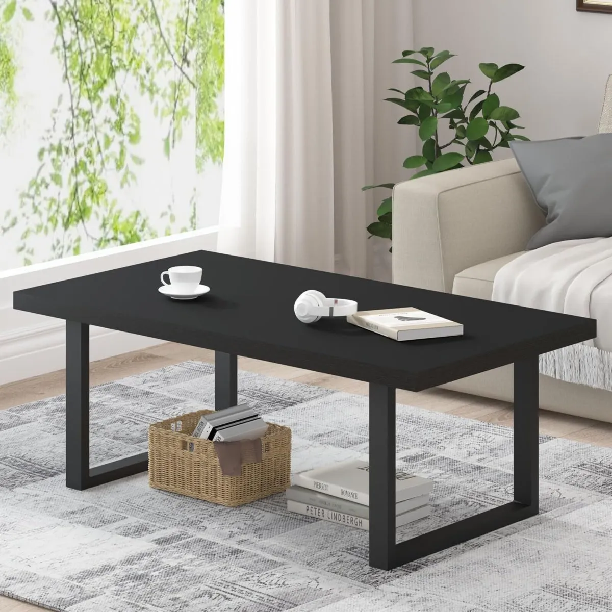 Long Oak Coffee Table Rustic Wooden Farmhouse - Image 1