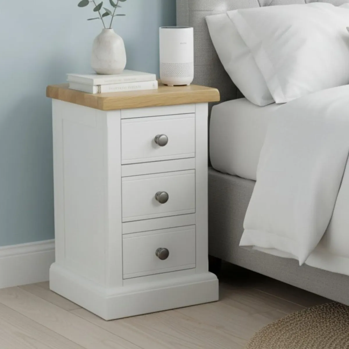 Grofurniture Painted Bedside Table 3 Drawers - Image 1