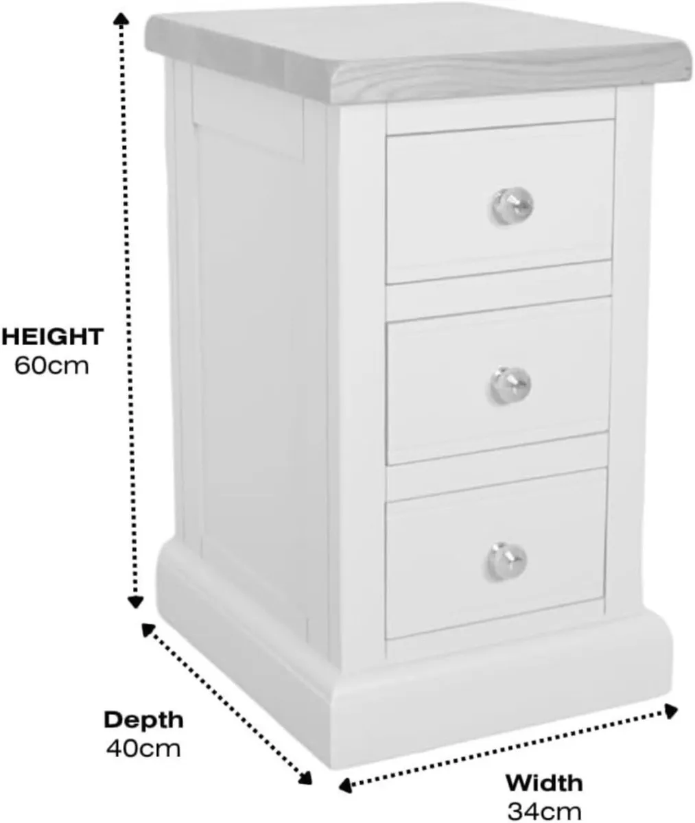 Grofurniture Painted Bedside Table 3 Drawers - Image 2