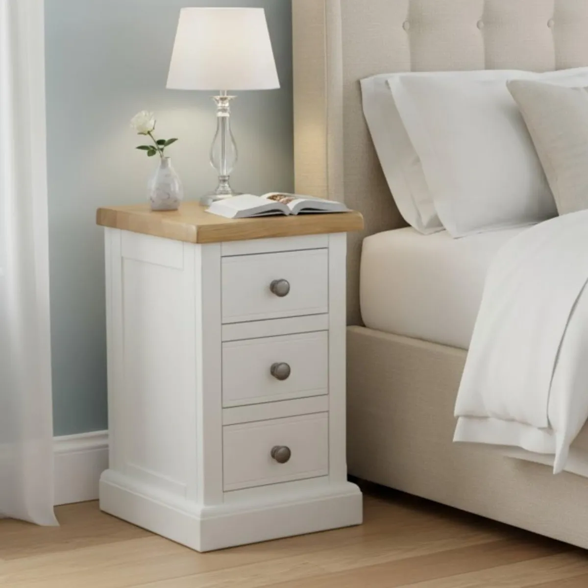 Grofurniture Painted Bedside Table 3 Drawers - Image 3
