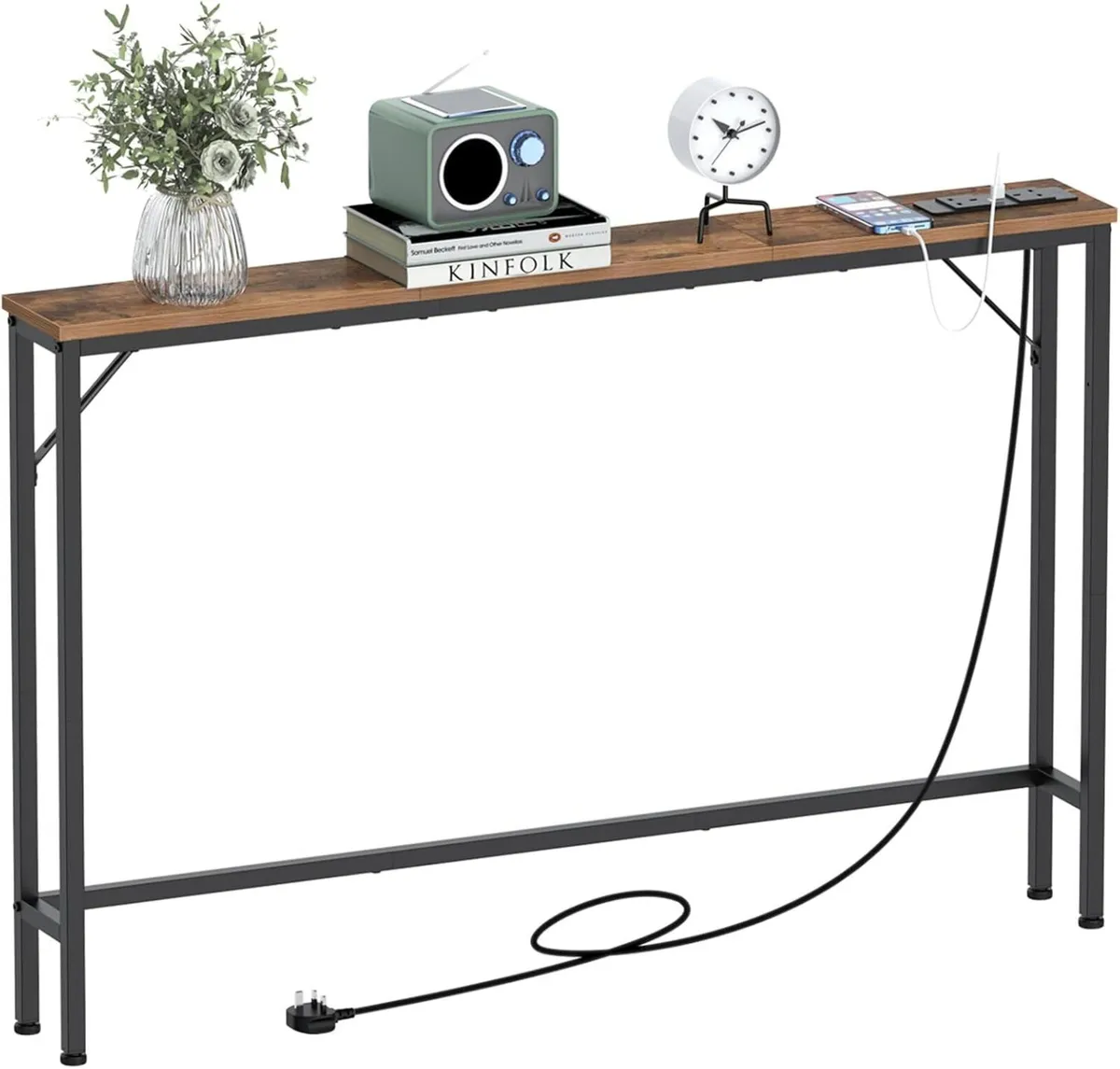 5.9" Skinny Console Table with Charging Station - Image 1