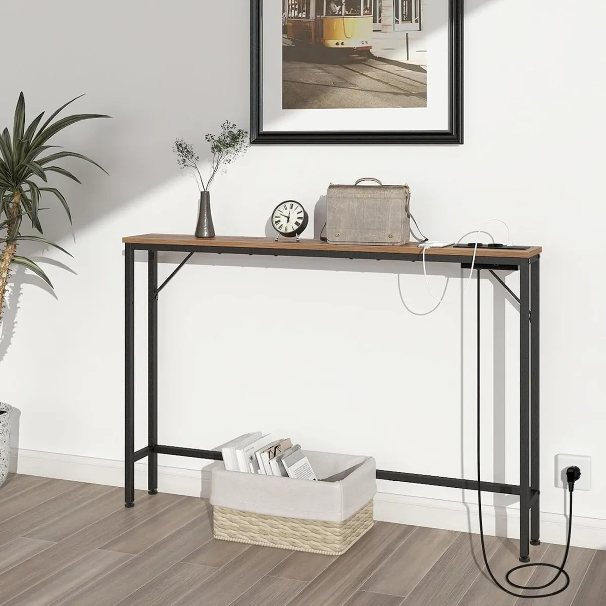 5.9" Skinny Console Table with Charging Station - Image 2