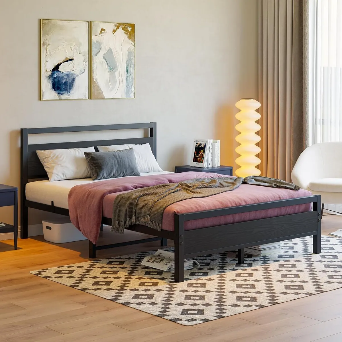Bed Frame with Wood Headboard - Image 3