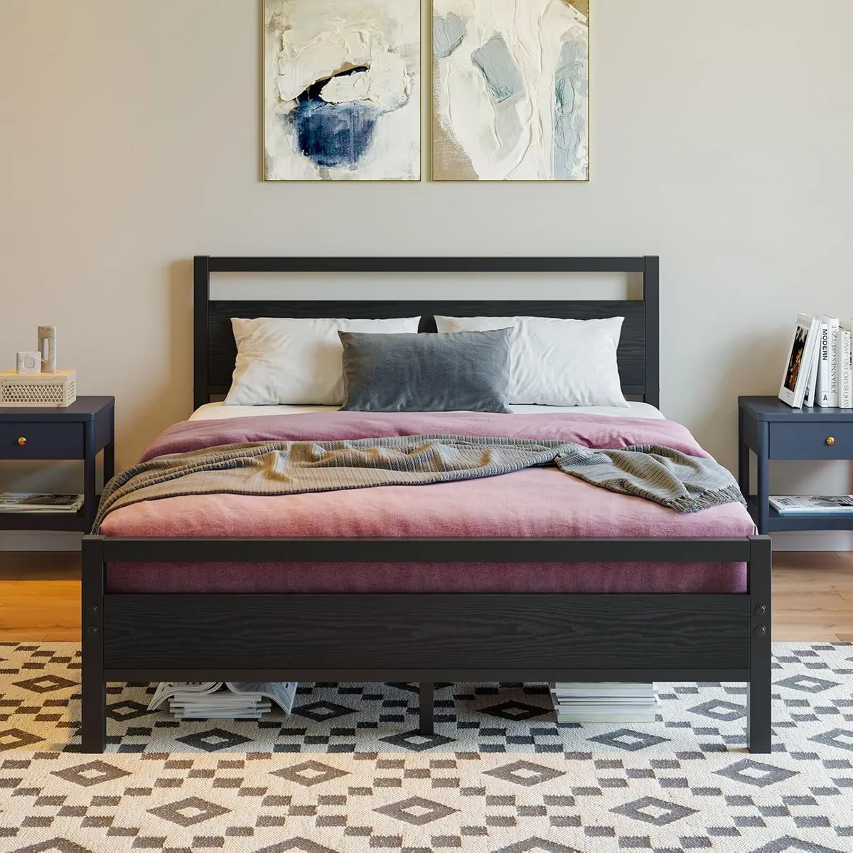 Bed Frame with Wood Headboard - Image 1