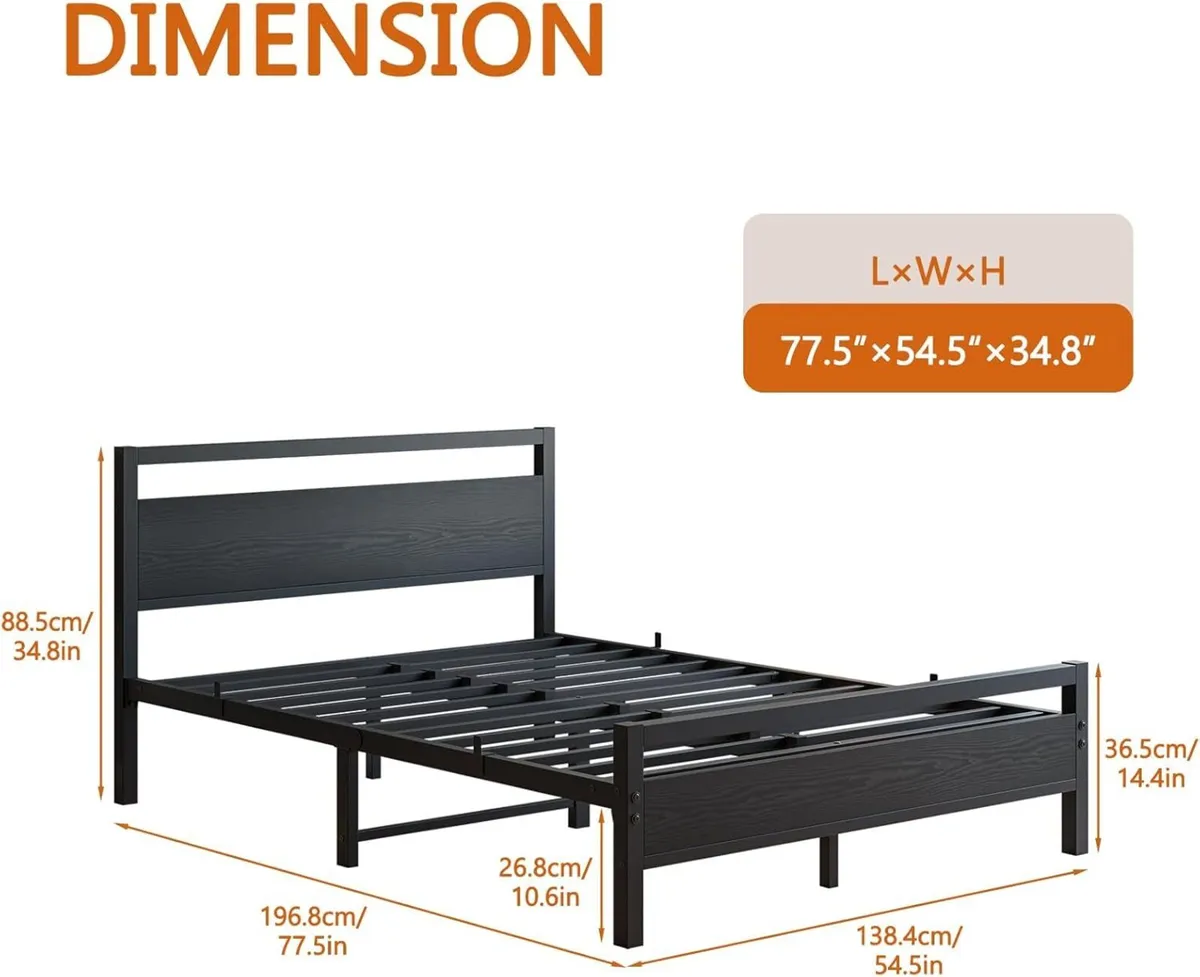 Bed Frame with Wood Headboard - Image 2