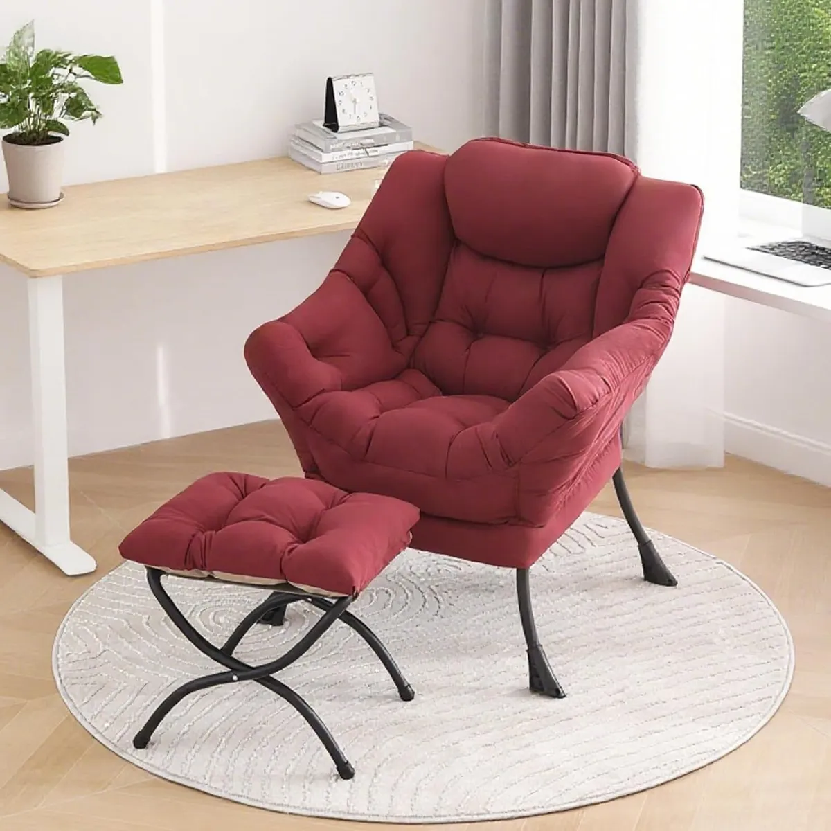 Modern Lazy Chair with Ottoman Accent - Image 4