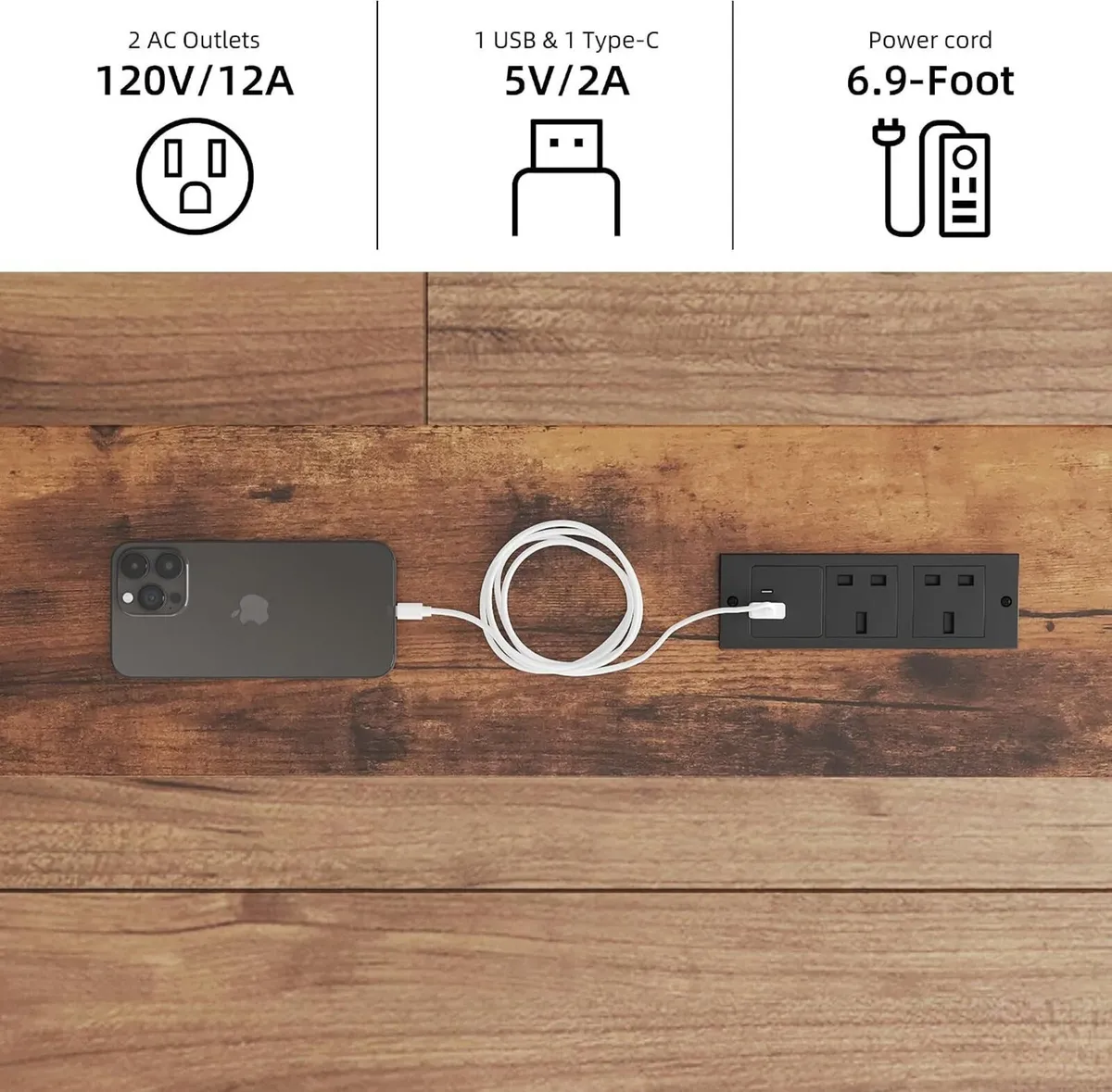 200 X 80 15CM Console Table with Charging - Image 4