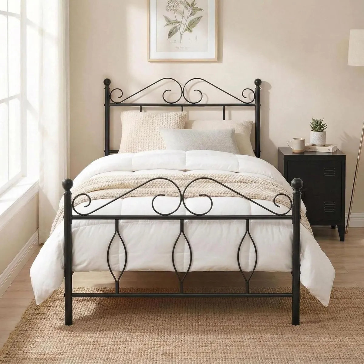 Bed Metal Frame Industrial Iron for Teenagers - Image 1