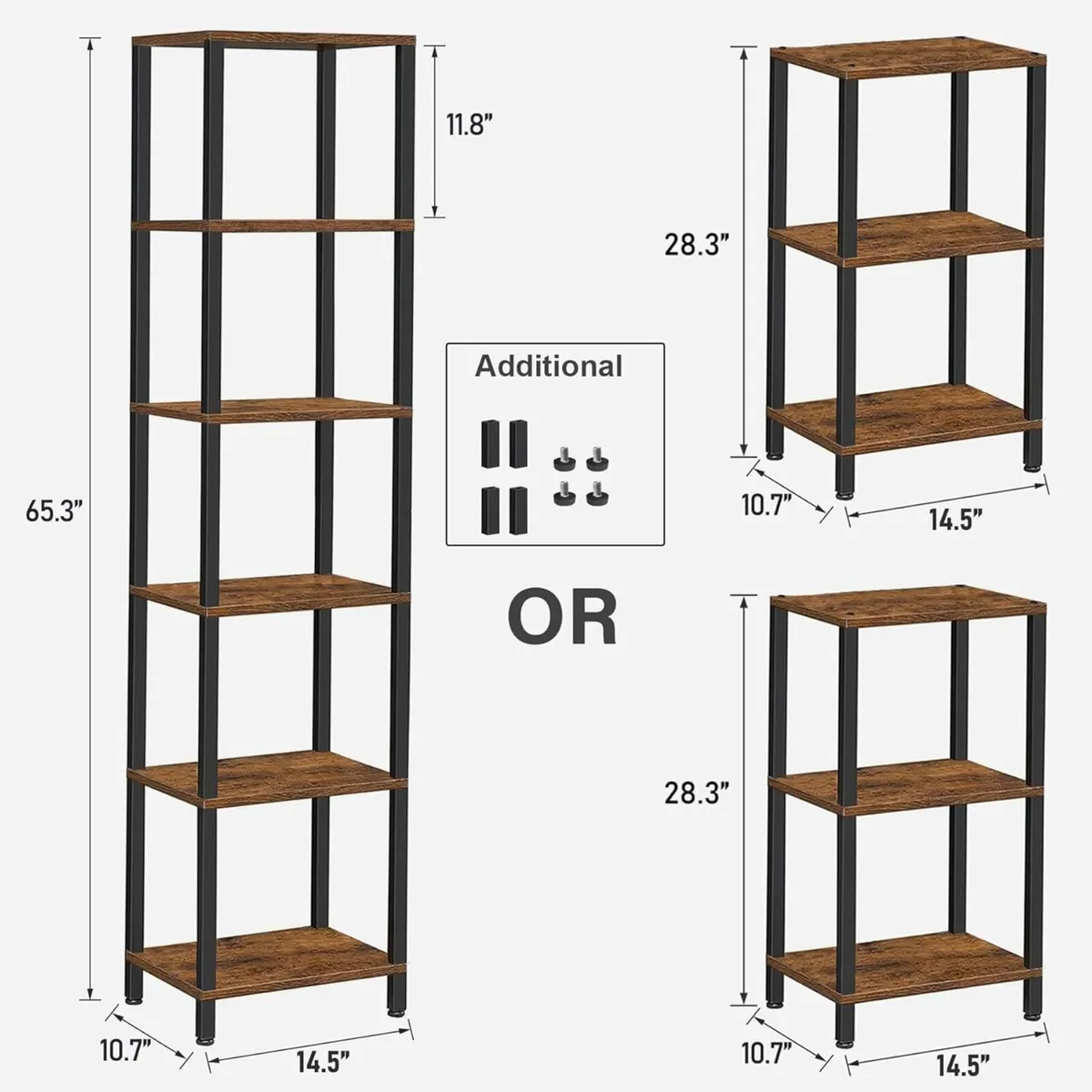 Bookshelf 6-Tier Tall Book Shelf Narrow Bookcase - Image 2