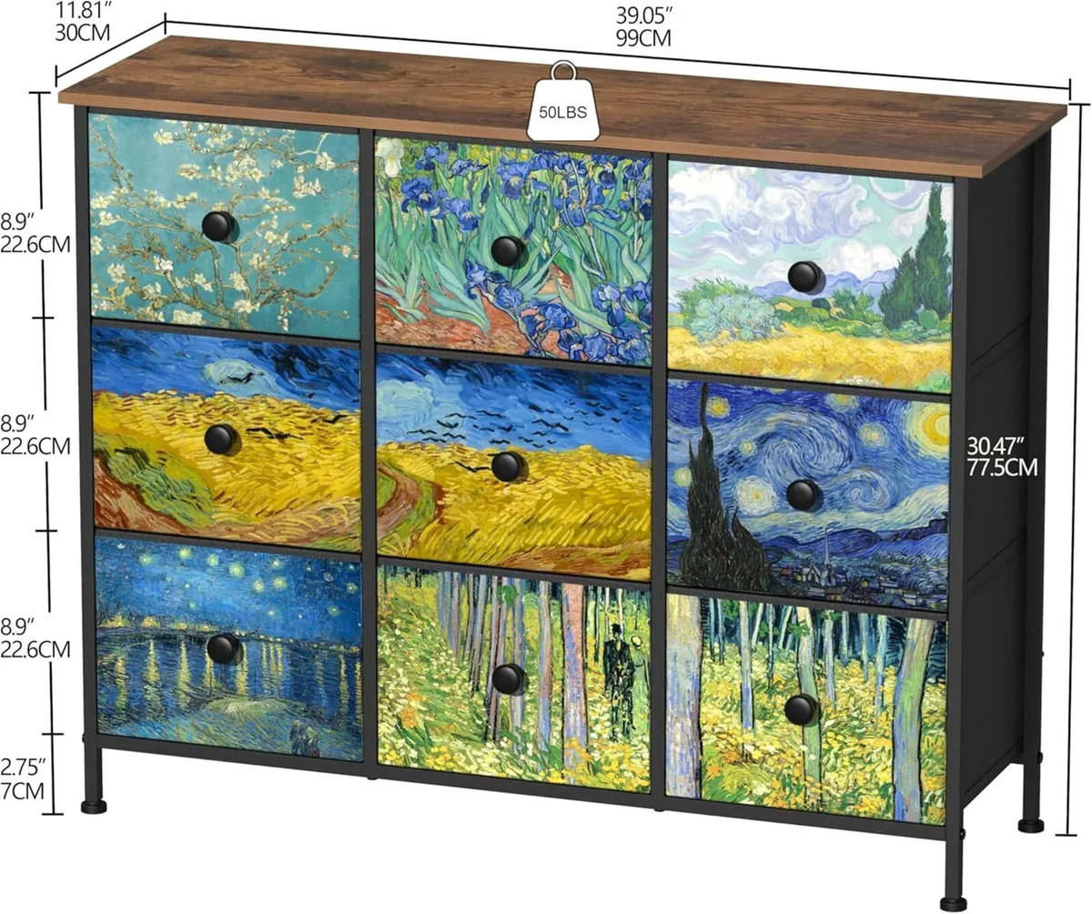 Dresser Bedroom with 6 Fabric Drawers Wide - Image 3