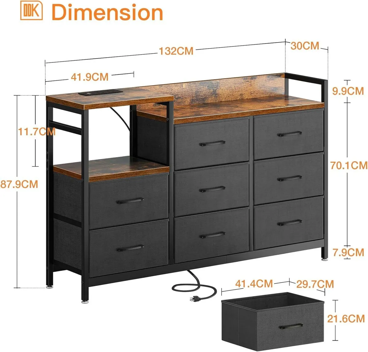 Chest of Drawers Bedroom Contains 2 USB Ac - Image 3