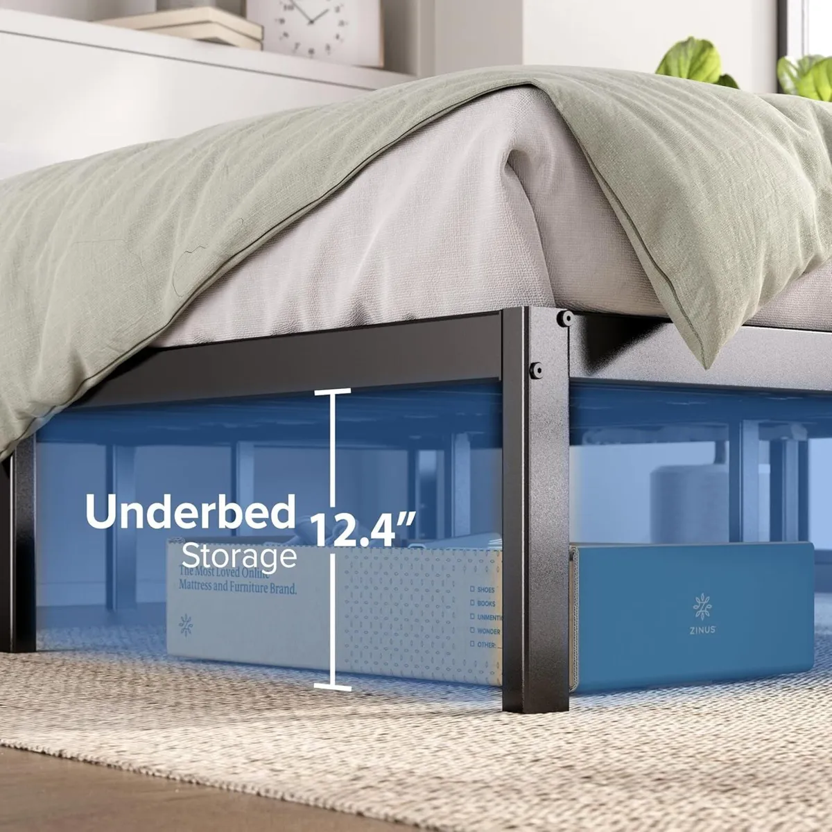 Bed Frame with Storage Space Underneath 14.2'' - Image 2