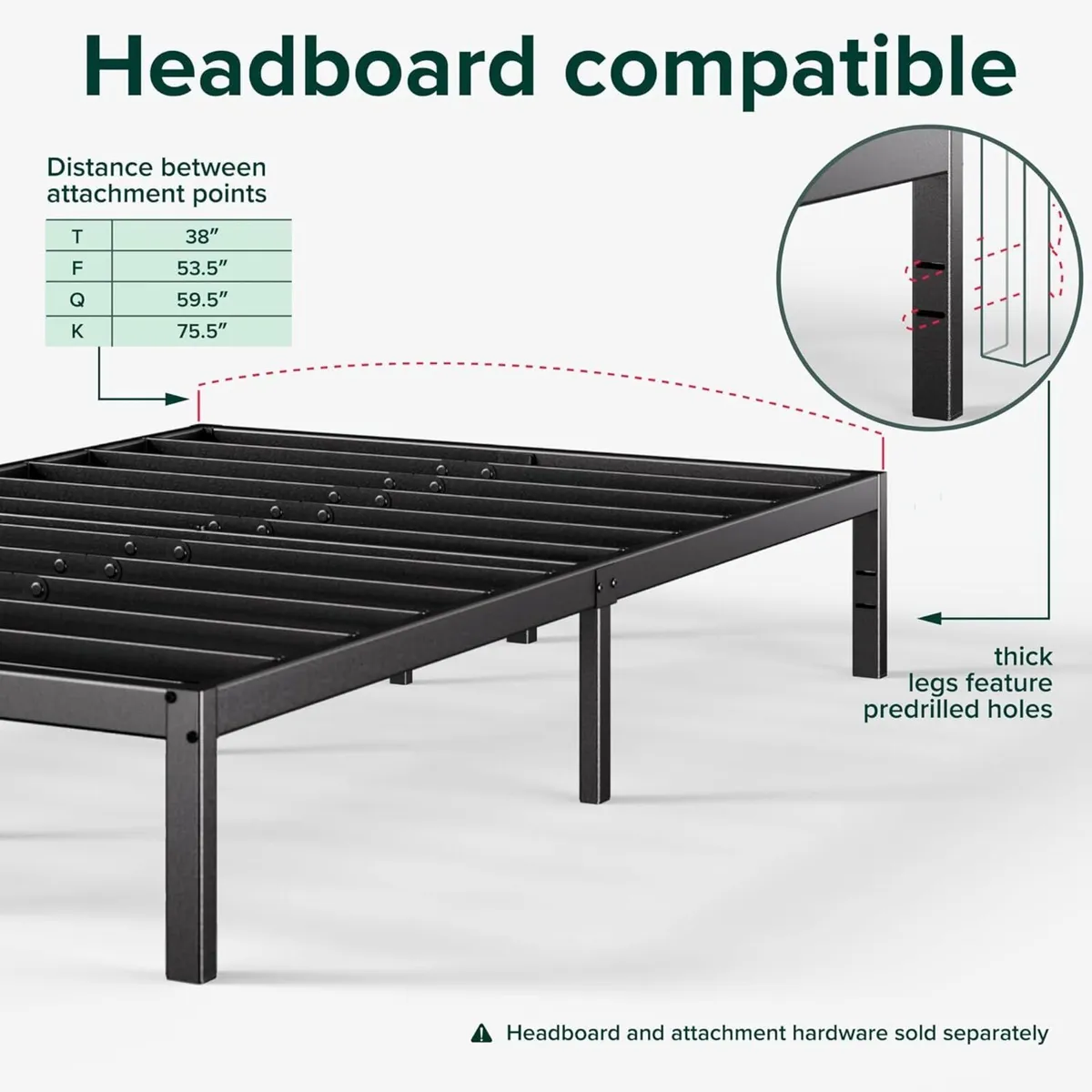 Bed Frame with Storage Space Underneath 14.2'' - Image 4