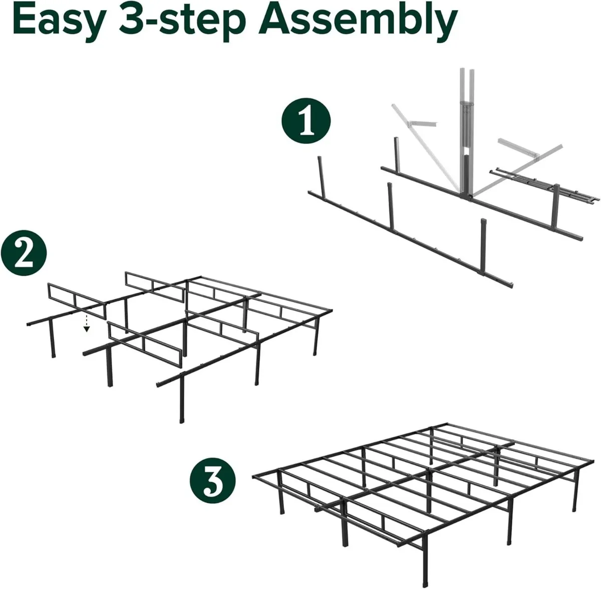 Bed Frame 14.2'' Height Metal Base with Steel - Image 4