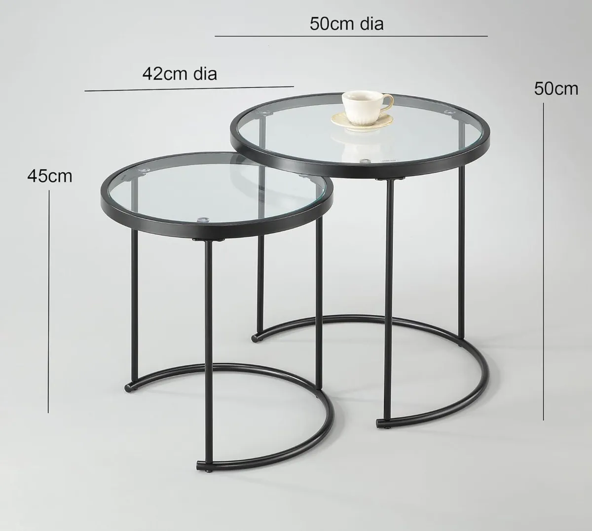 Visio Round Nesting Table-Clear Glass Top Frame - Image 3