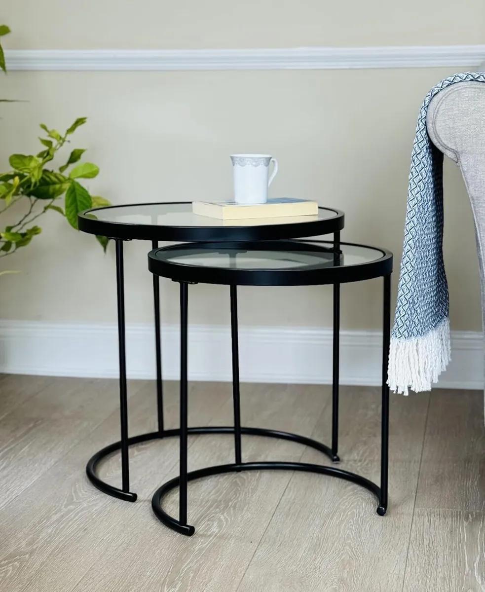 Visio Round Nesting Table-Clear Glass Top Frame - Image 4