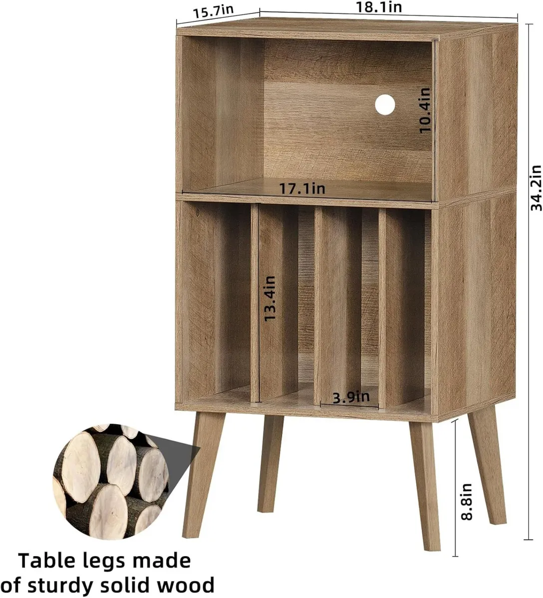 Record Player Stand Turntable Hold Up to 160 - Image 3