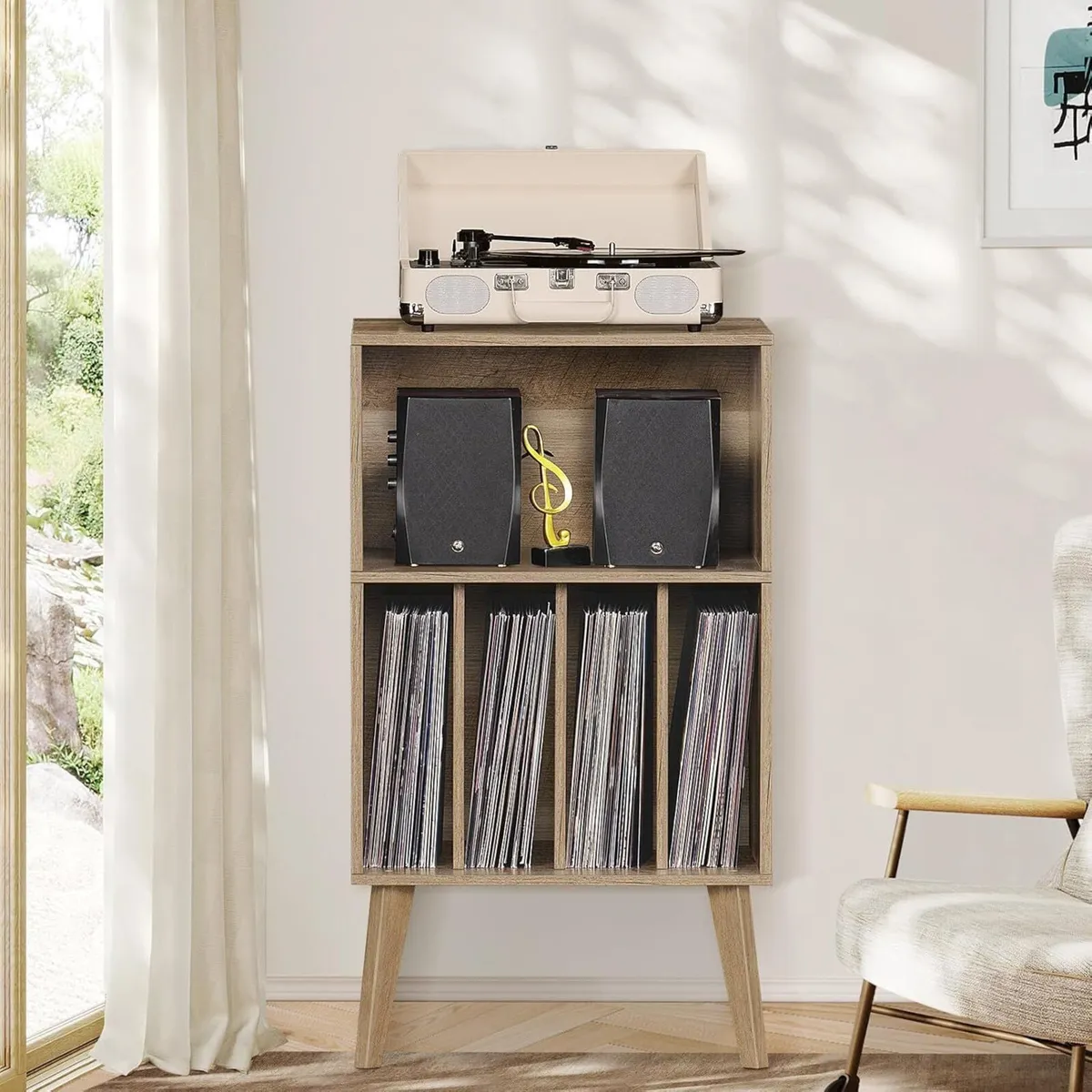 Record Player Stand Turntable Hold Up to 160 - Image 4