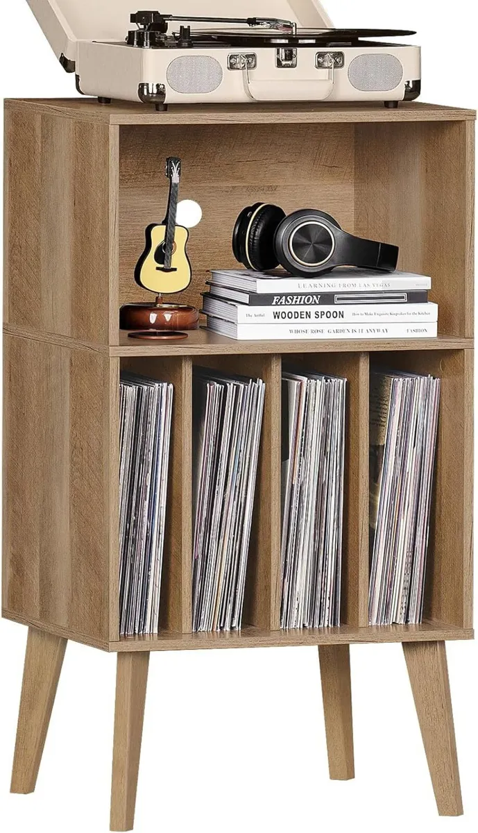 Record Player Stand Turntable Hold Up to 160 - Image 1