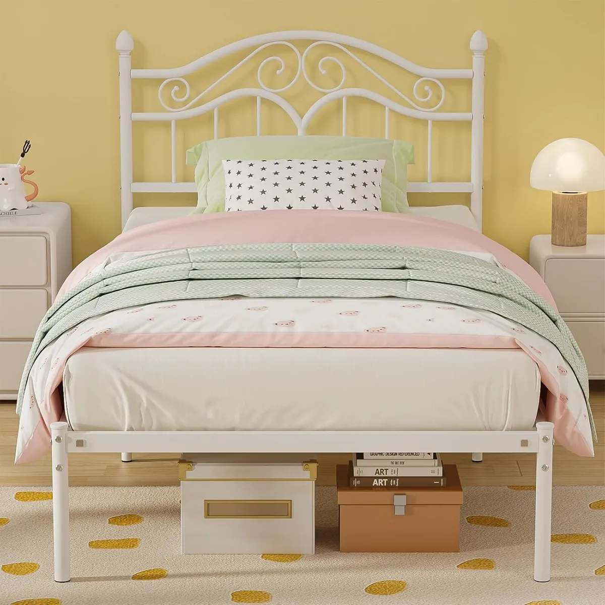 Bed Frames with Vintage Headboard Metal Frame - Image 1