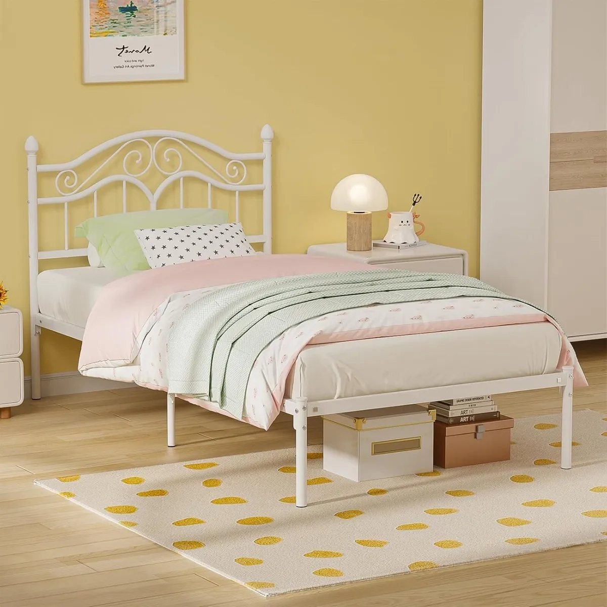 Bed Frames with Vintage Headboard Metal Frame - Image 3