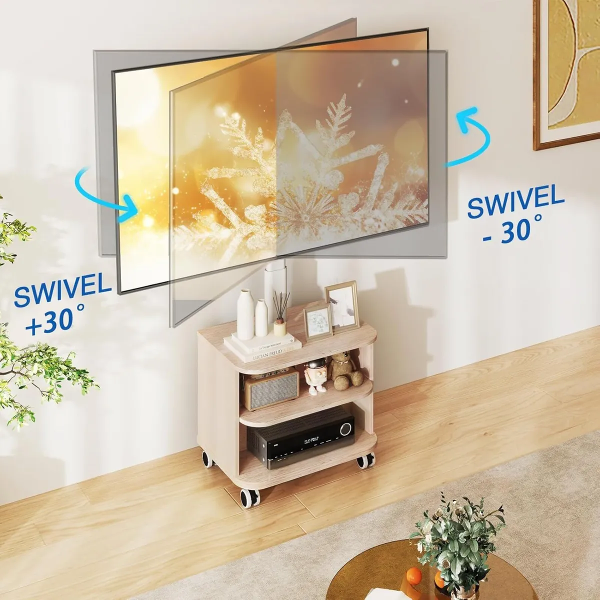 TV Stand on Wheels for 32-65 Inch Flat - Image 2