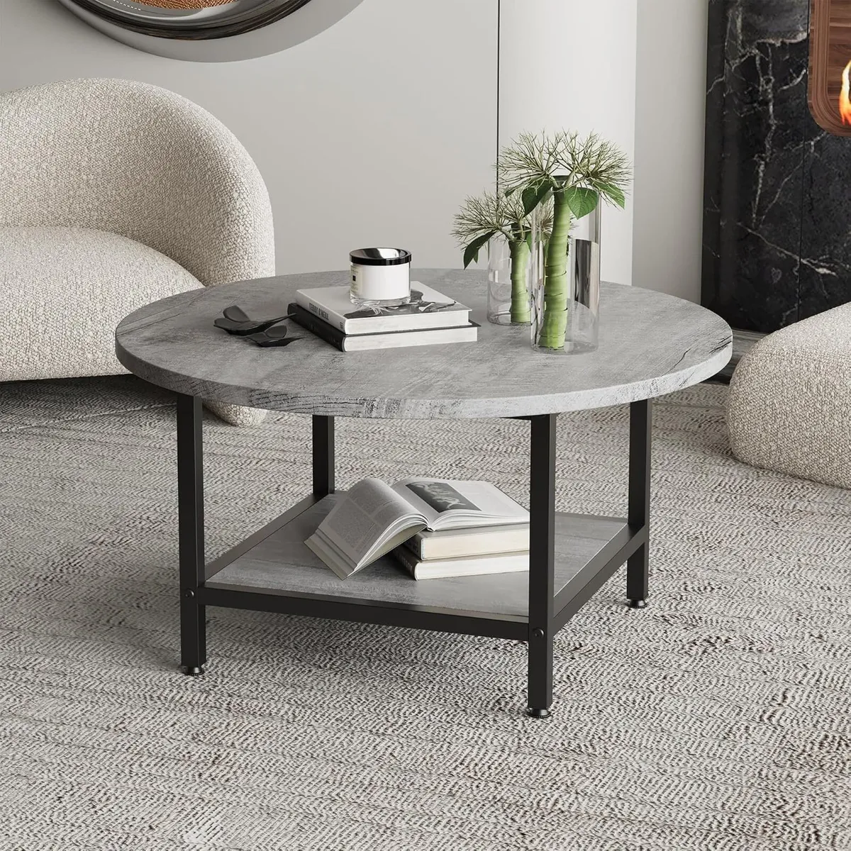 Round Coffee Table for Living Room 2 Tier - Image 3