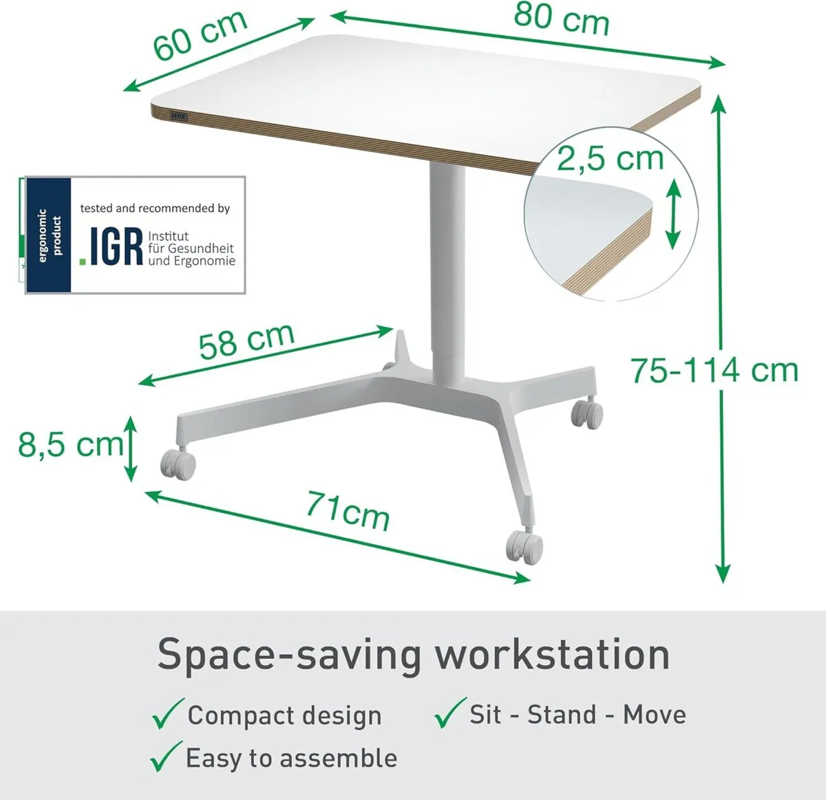 Small Foldable Sit Stand Desk Compact Laptop - Image 3