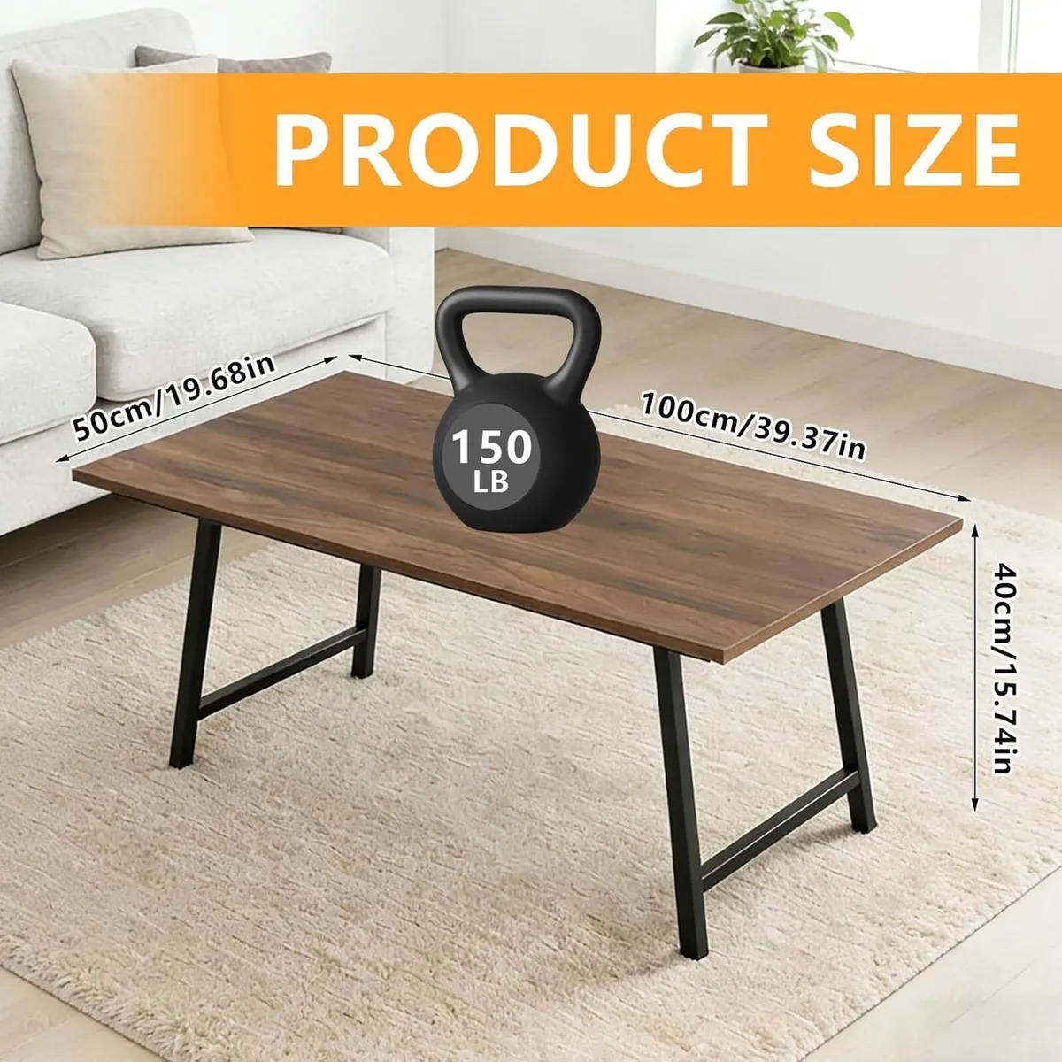 Wooden Folding Coffee Table 39x20x15.7 Inch - Image 3