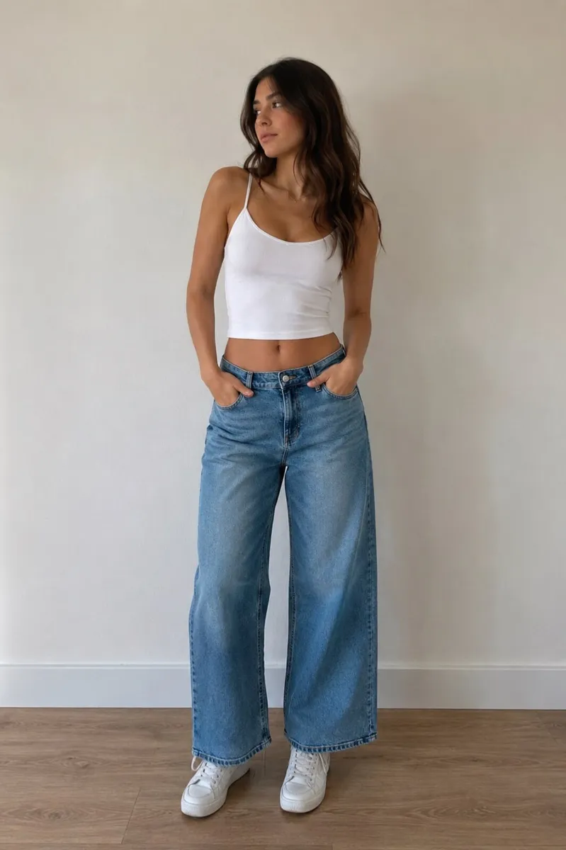 NEW Ladies Blue Wide Leg Jeans: Size 14  NEW - Image 1