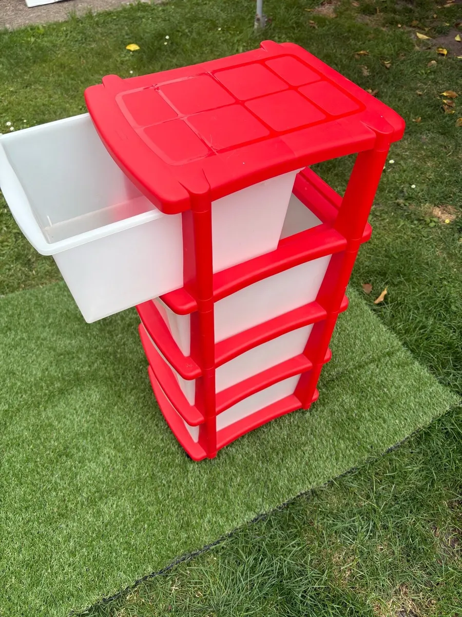4 Drawer Plastic Storage Tower with Wheels - Image 2