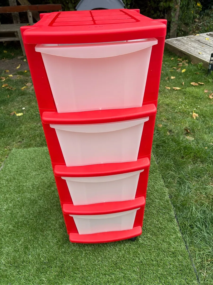 4 Drawer Plastic Storage Tower with Wheels - Image 3
