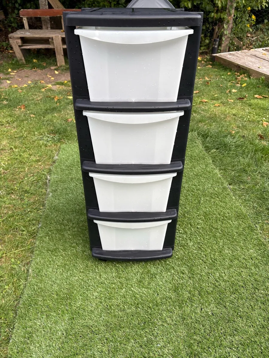 4 Drawer Plastic Storage Tower with Wheels - Image 3