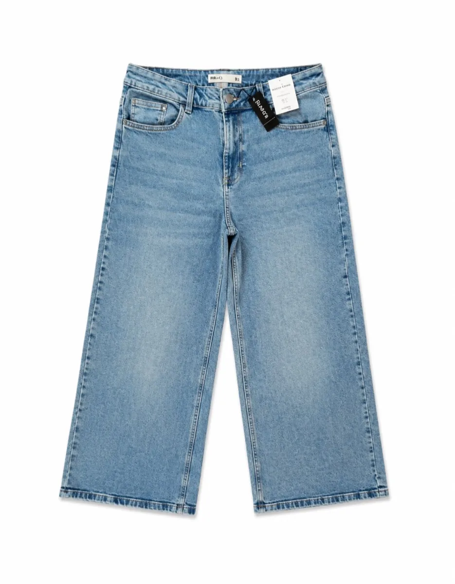 NEW Ladies Blue Wide Leg Jeans: Size 14 - Image 2
