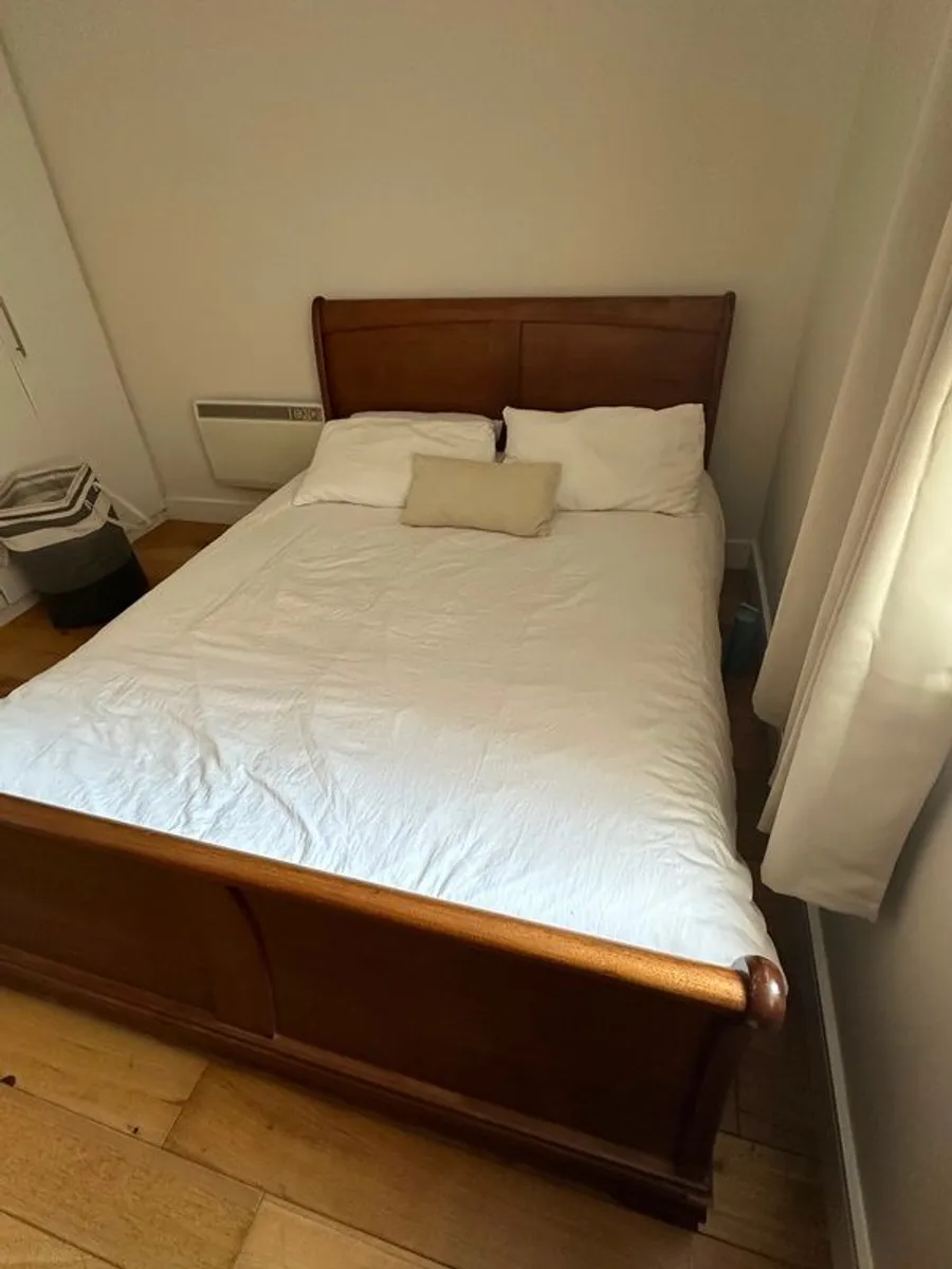 Solid Wood Sleigh Bed Frame Standard King Queen Size  Excellent Condition - Image 1