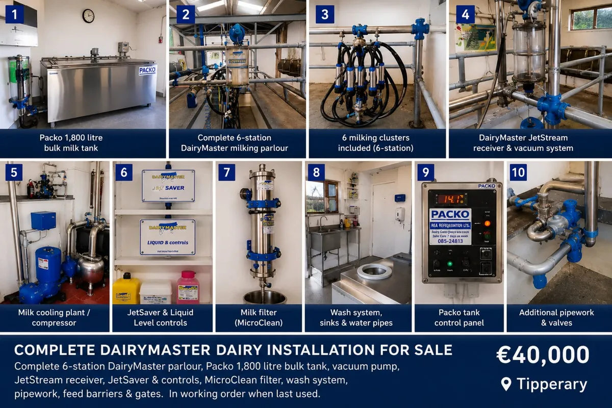 COMPLETE DAIRYMASTER DAIRY INSTALLATION FOR SALE