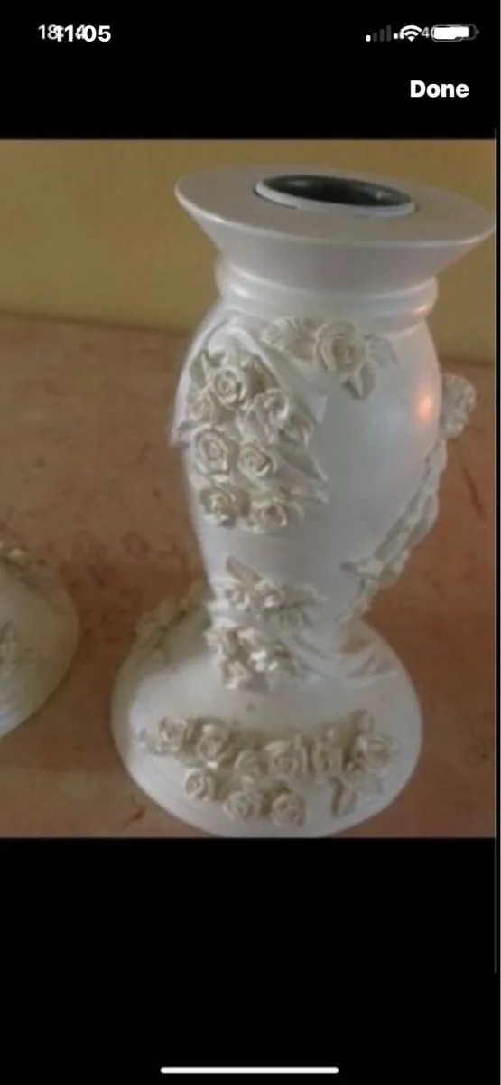 Vintage Cherub & Roses Candlestick Set - Image 3