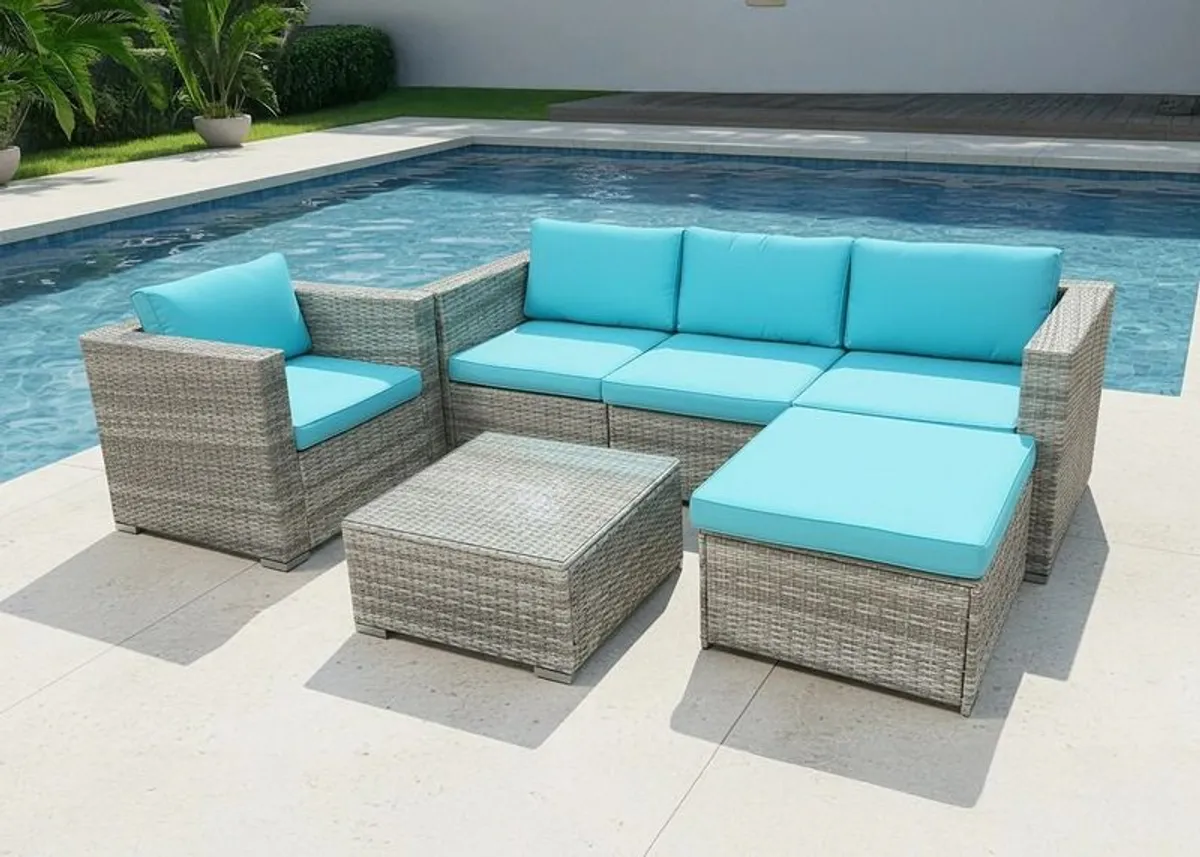 Last Units Bora Bora Garden Sofa Set Rattan Outdoor Furniture with Table, Chair & Footstool Patio Garden Furniture - Image 2